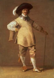 Ein Kavalier, der in einem Innenraum steht, 1635